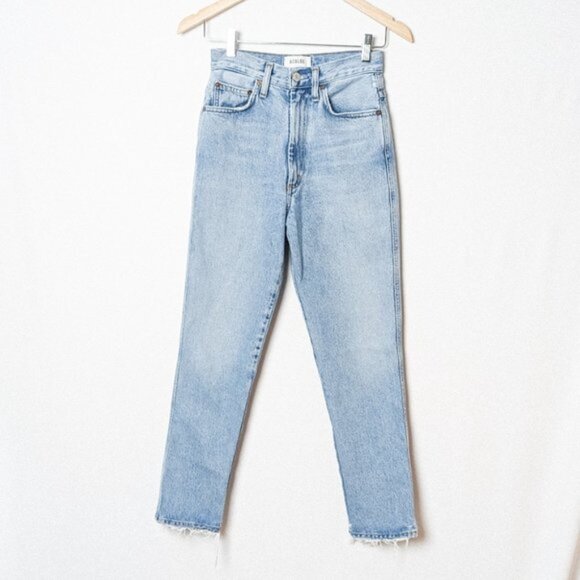 AGOLDE Pinch Waist Kick Jeans Riptide Blue Jean Straight Leg  25 - Picture 6 of 11